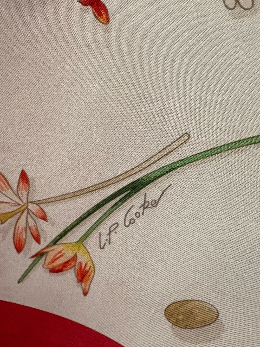 HERMES Vintage Fleurs et Plumes Silk Scarf Carre 90 by Leigh P Cooke